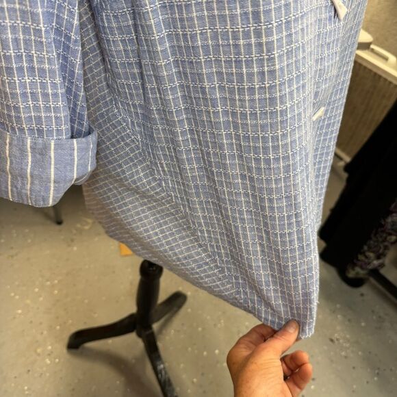 Ali miles 100% cotton blue and white checkered button down with 3/4 sleeves sz S - Picture 5 of 6